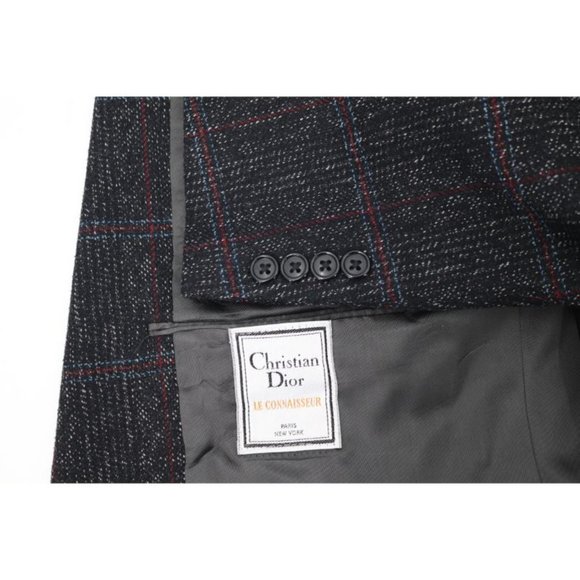 Vintage Christian Dior sport coat Men's 46R windowpane two button plaid  notch - Picture 1 of 12